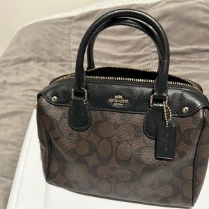 Coach Rowan satchel bag in signature canvas brown with gold accessories